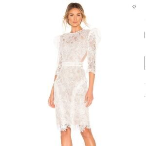 REVOLVE White Lace Midi Dress
